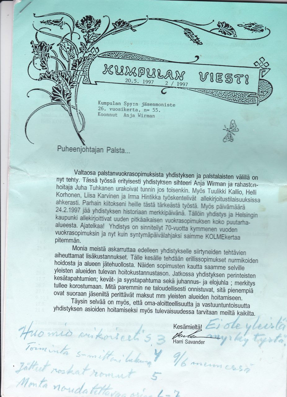 1997 Kumpulan Viestissa tiedotetti iin uusista vuokrasopimuksista